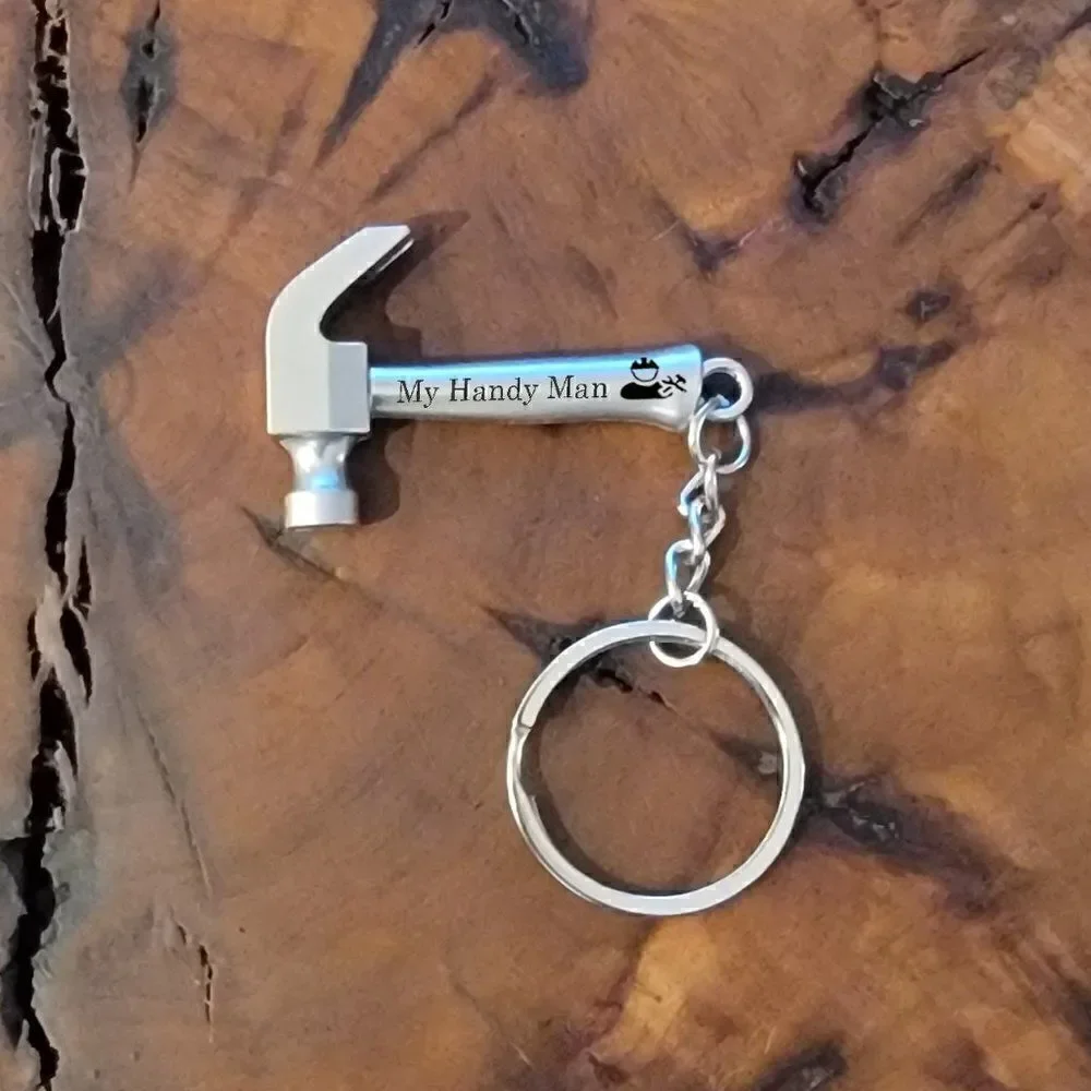 Personalized Wrench, Hammer, or Crescent Wrench Keychain - Engraved Keychain